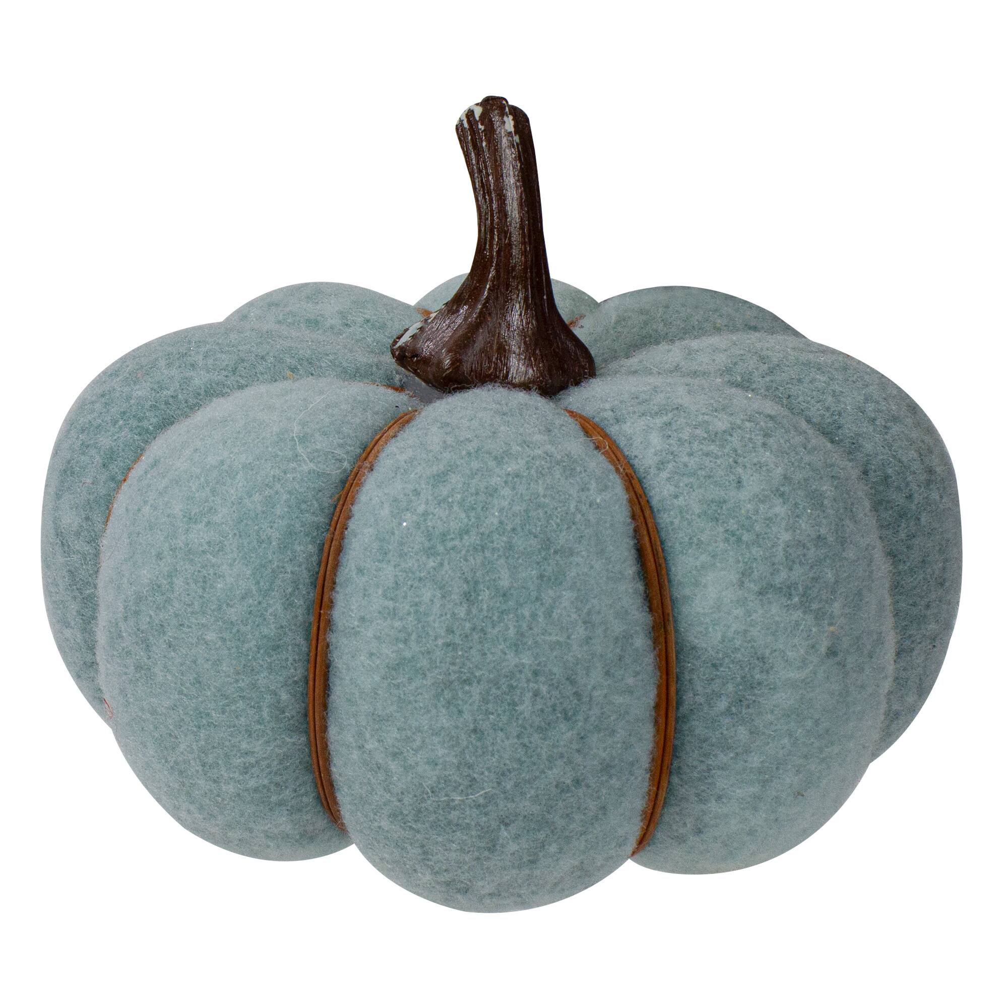 4" Blue & Brown Fall Harvest Tabletop Pumpkin